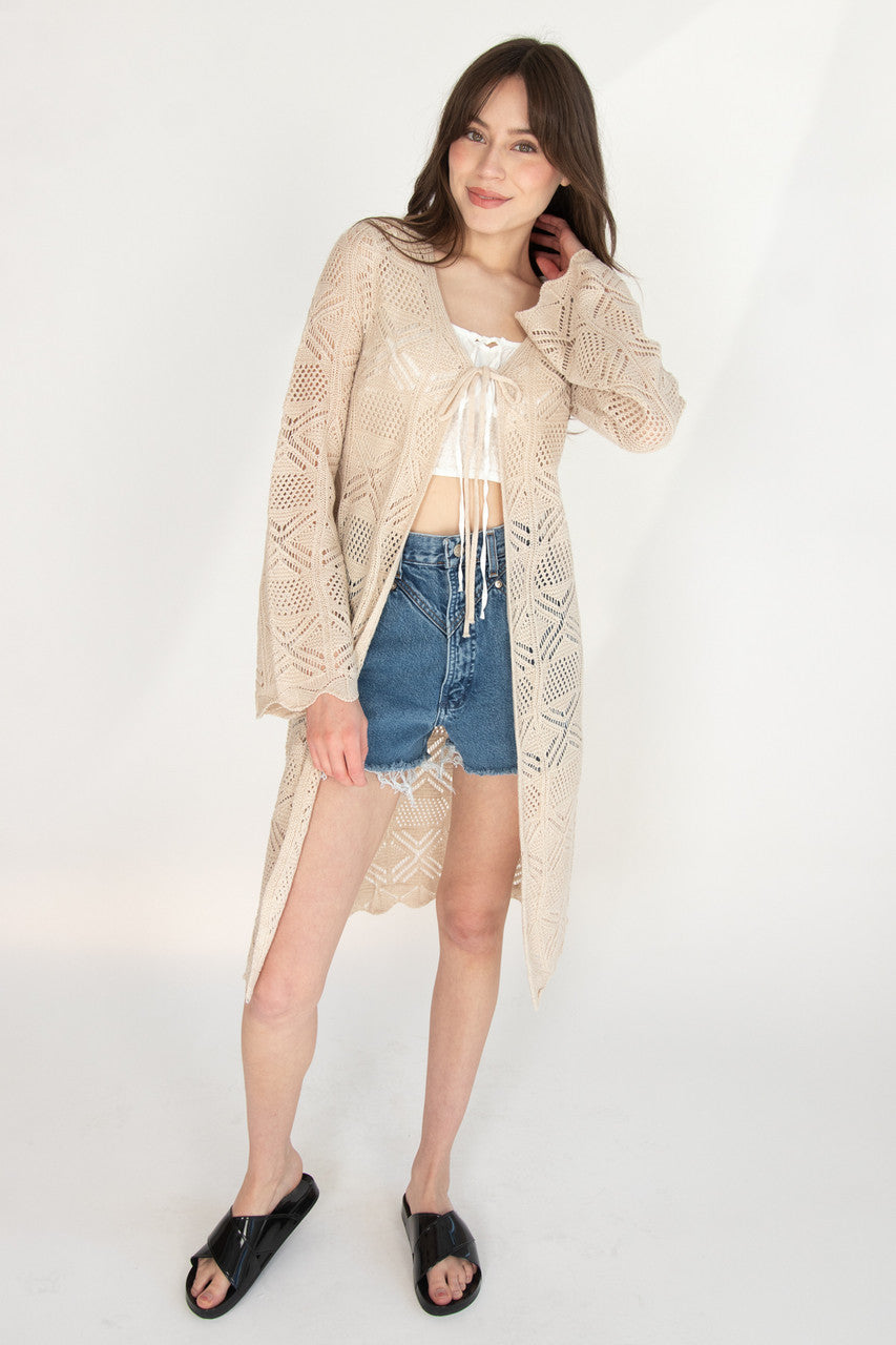 Pointelle Duster Cardigan