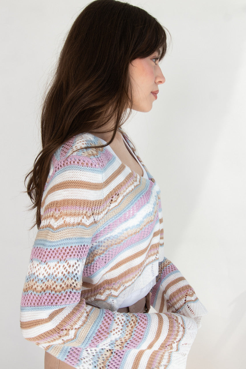 Striped Pointelle Cardigan