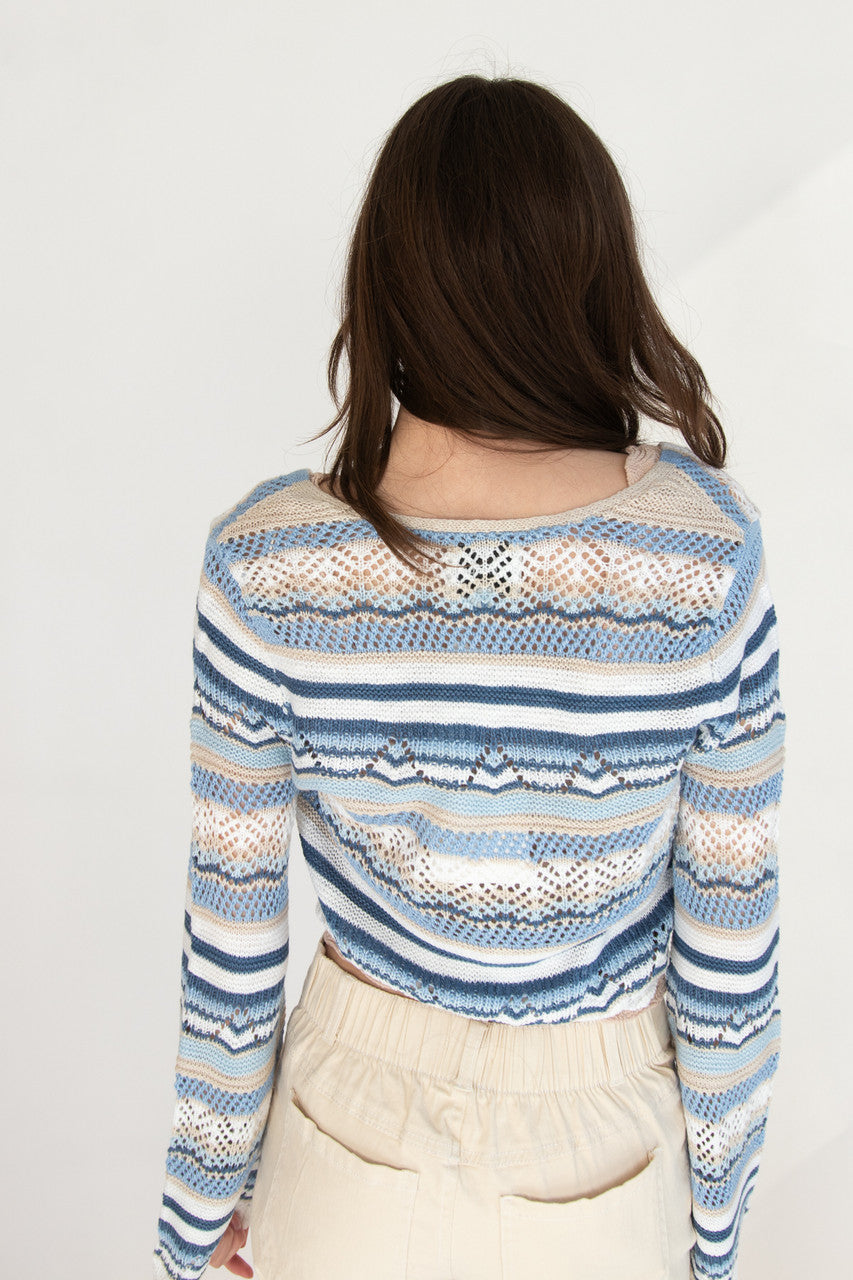 Striped Pointelle Cardigan