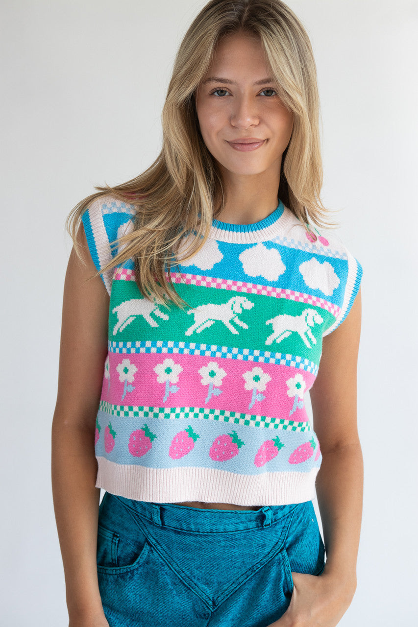 Puppy Picnic Sweater Vest