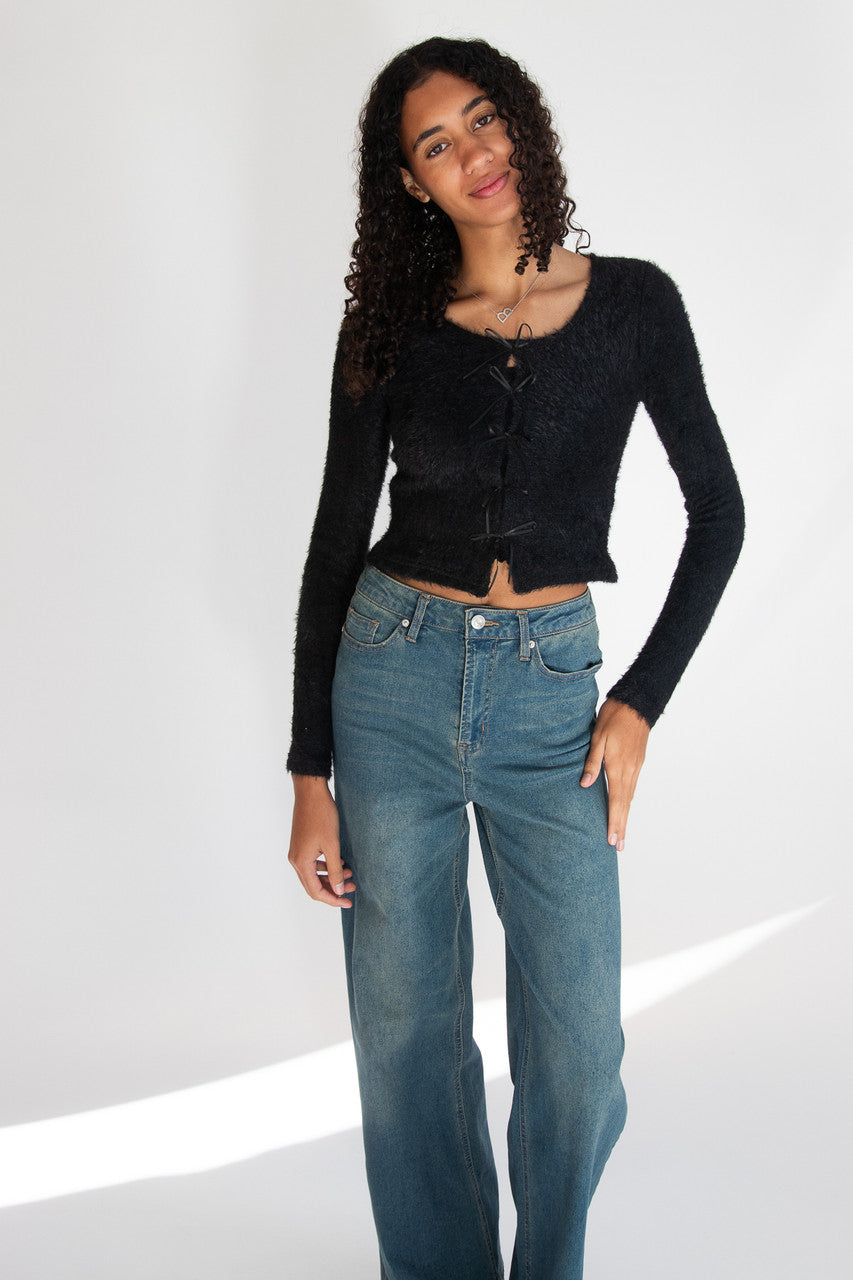 Bow Front Eyelash Cardigan