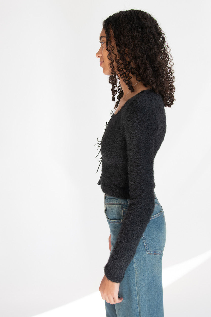 Bow Front Eyelash Cardigan