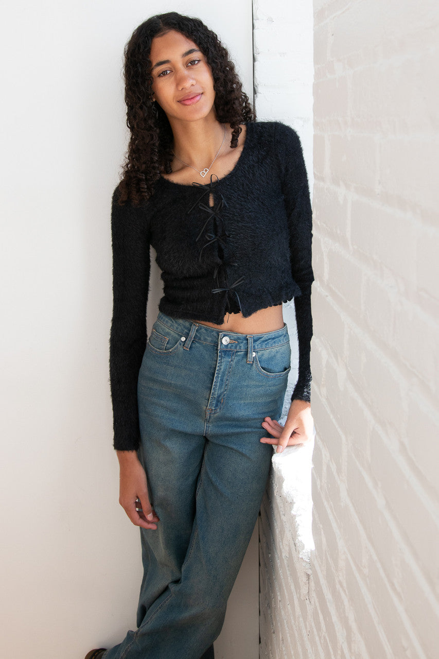 Bow Front Eyelash Cardigan