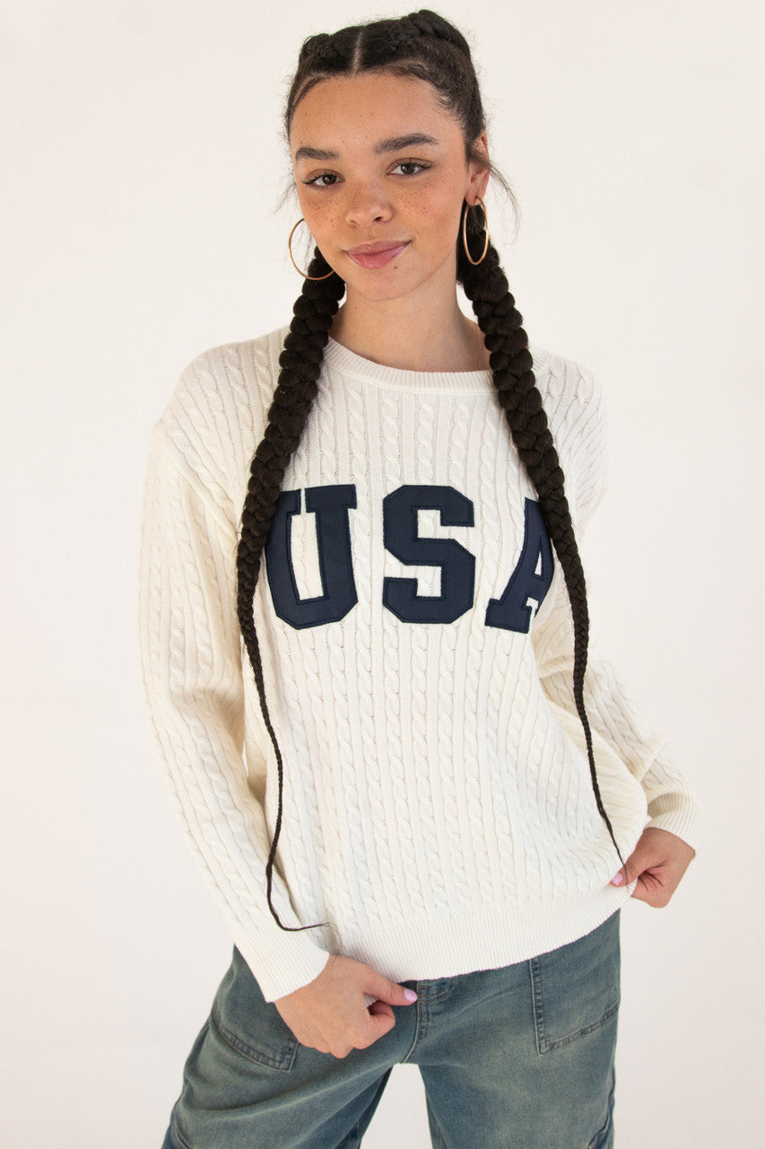 Cable Knit USA Sweater