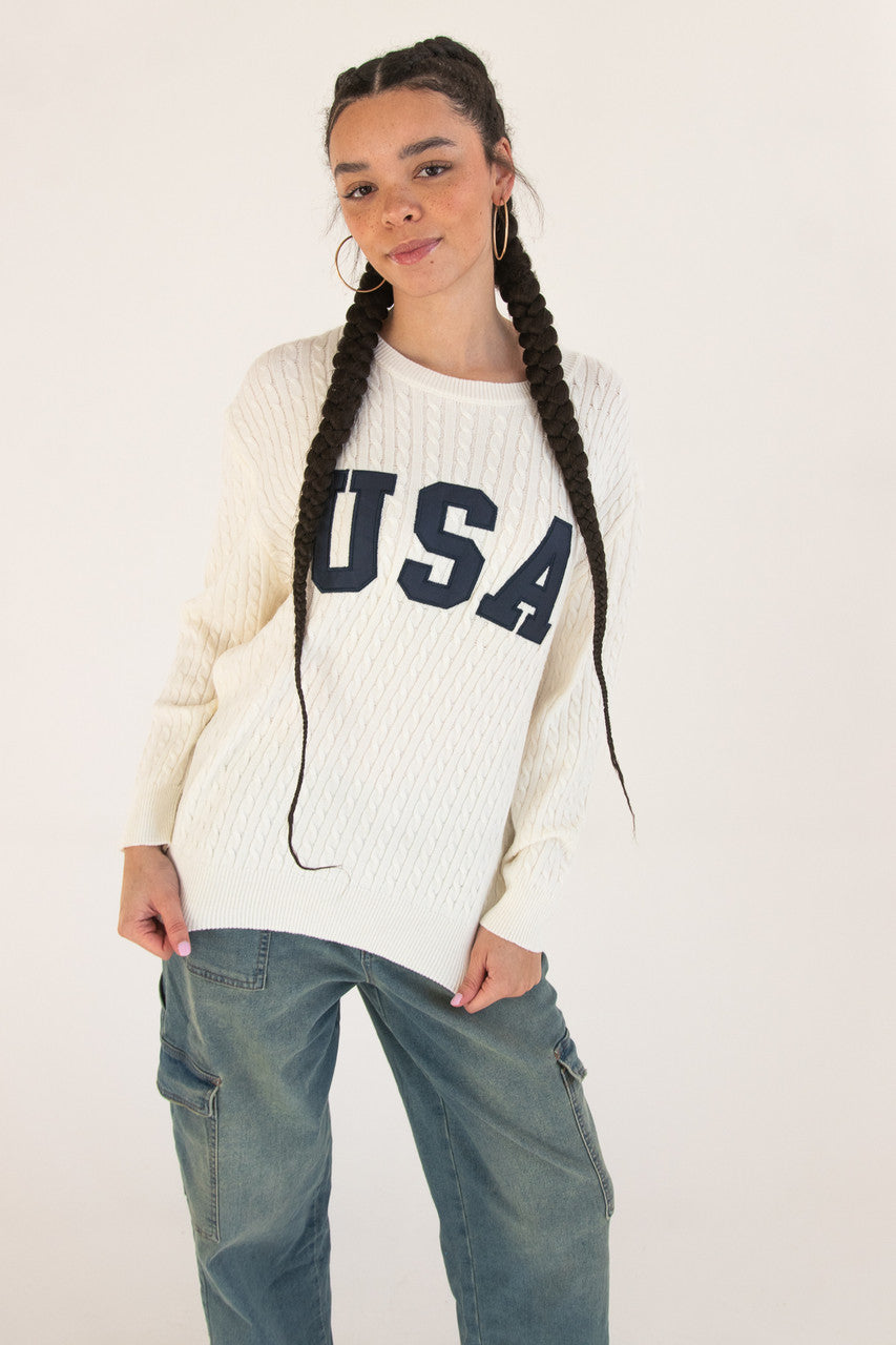 Cable Knit USA Sweater