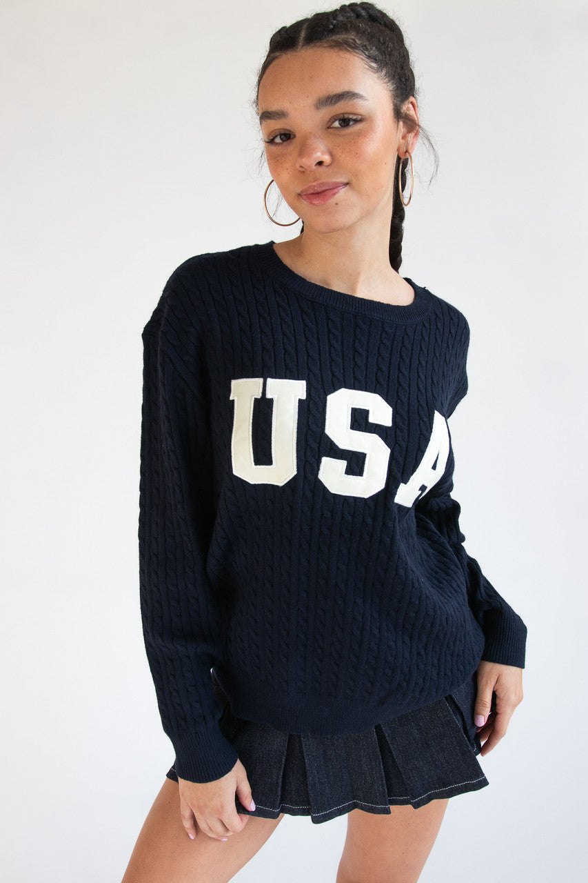 Cable Knit USA Sweater