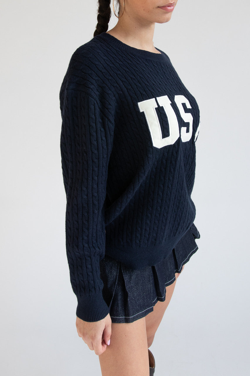 Cable Knit USA Sweater