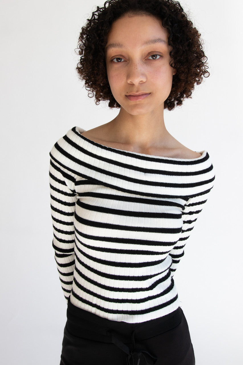 Off The Shoulder Striped Sweater