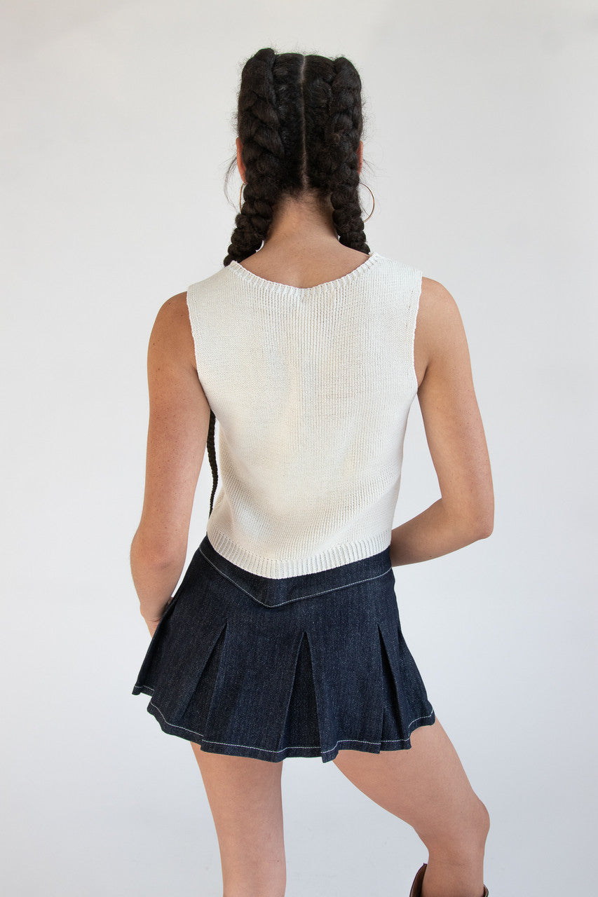 Low Rise Sparkle Denim Mini Skort