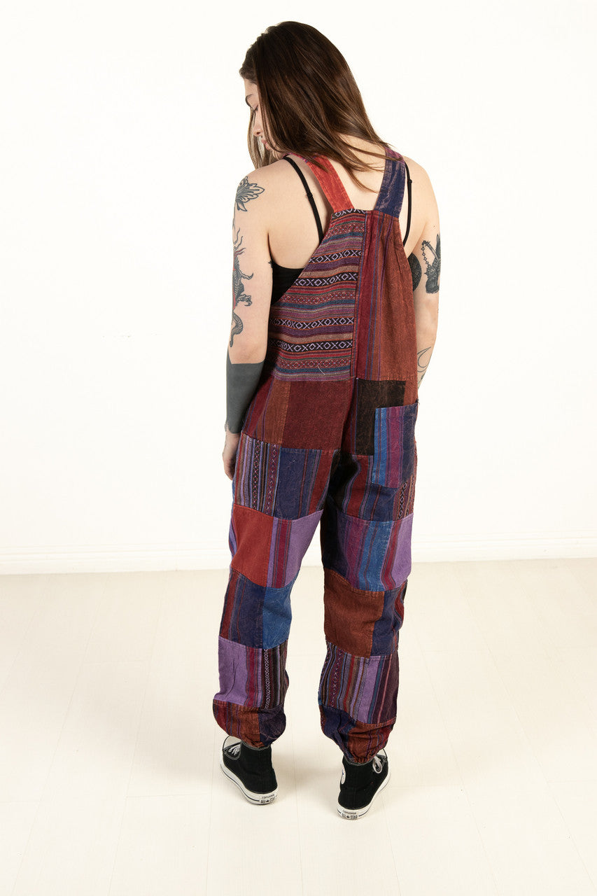 Violet Patchwork Overalls