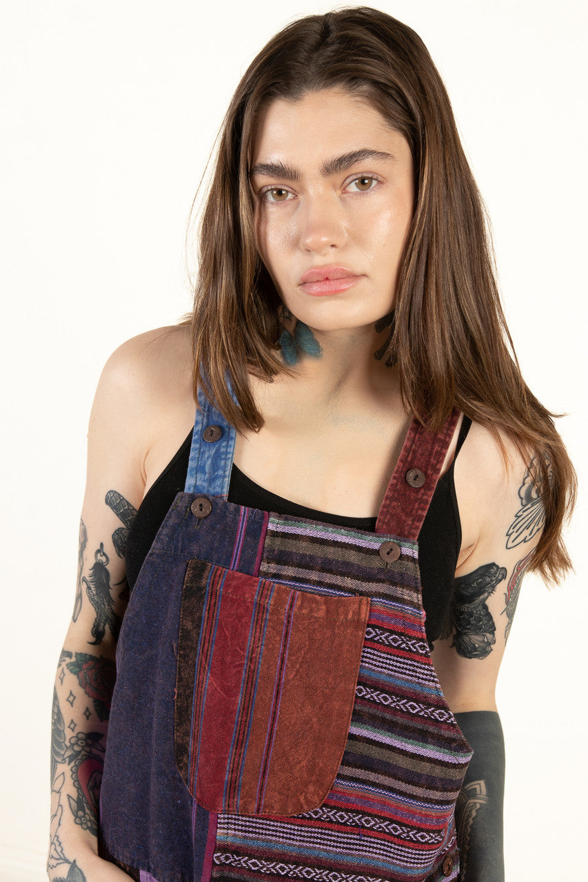 Violet Patchwork Overalls