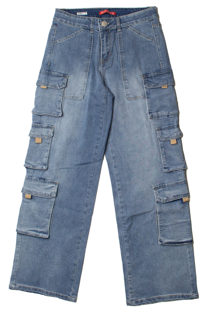 Mid Rise Cargo Jeans