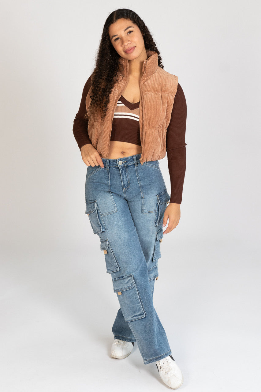 Mid Rise Cargo Jeans