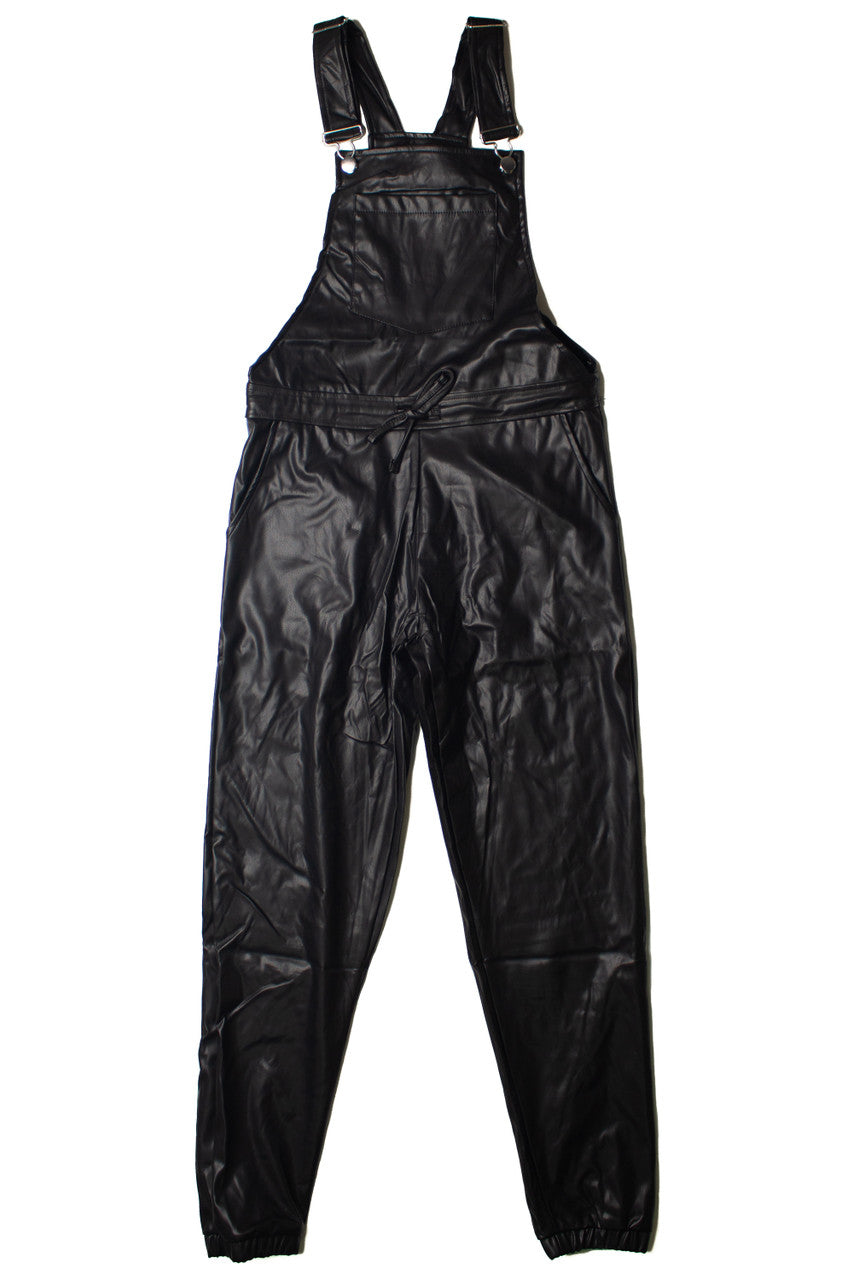 Pleather Jogger Overalls