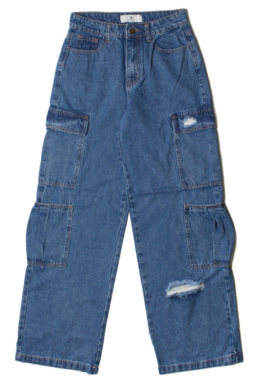 Distressed Double Cargo Jeans