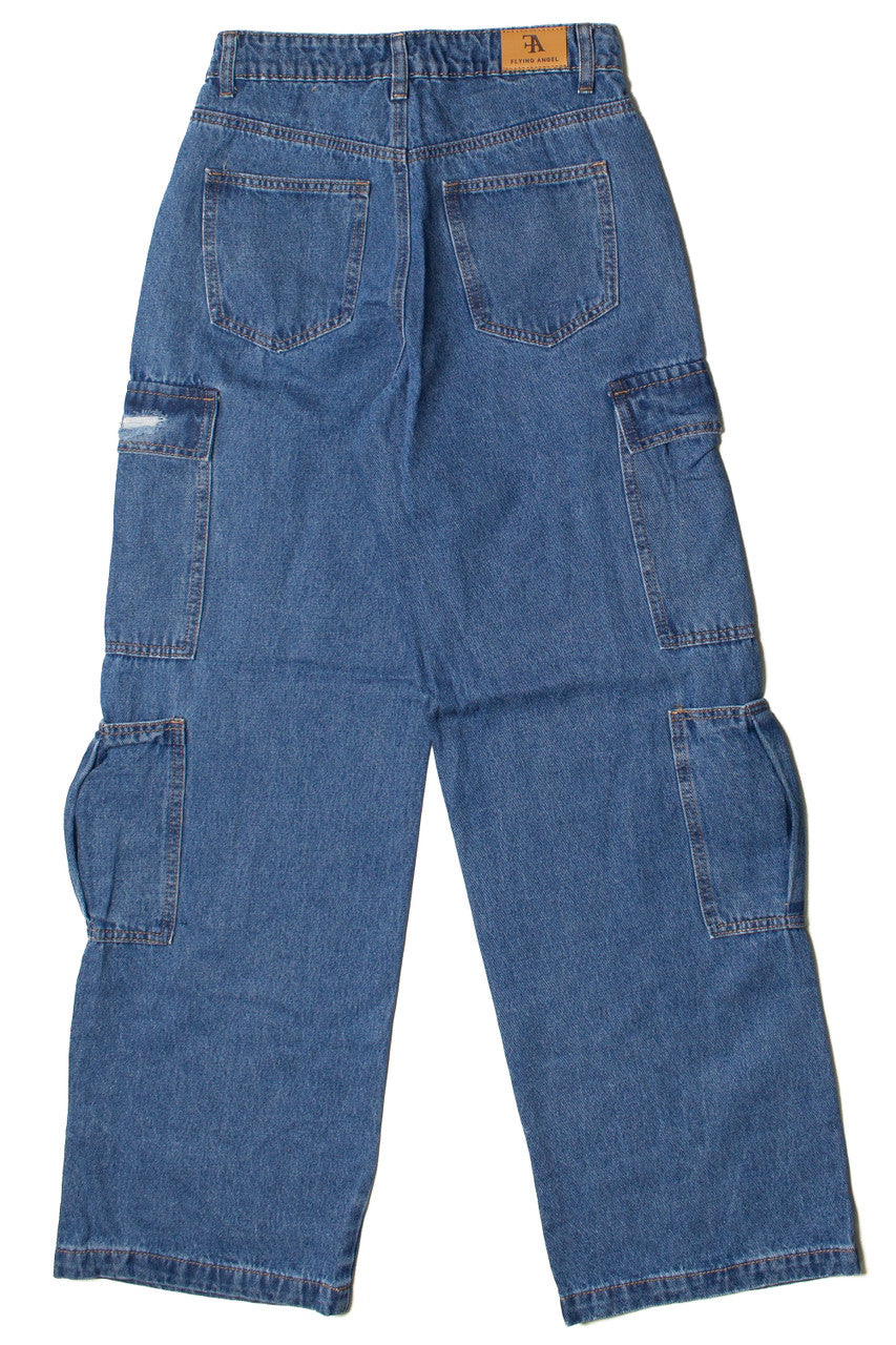 Distressed Double Cargo Jeans