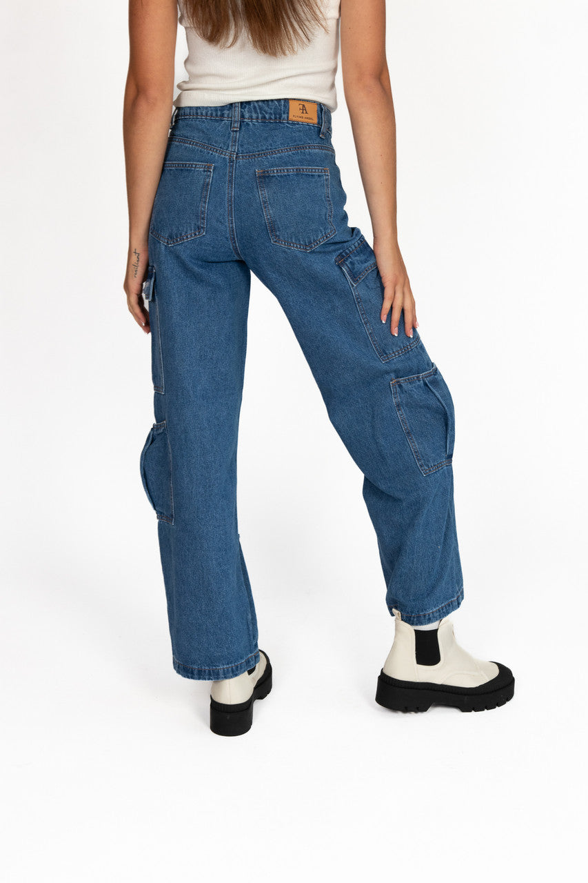 Distressed Double Cargo Jeans