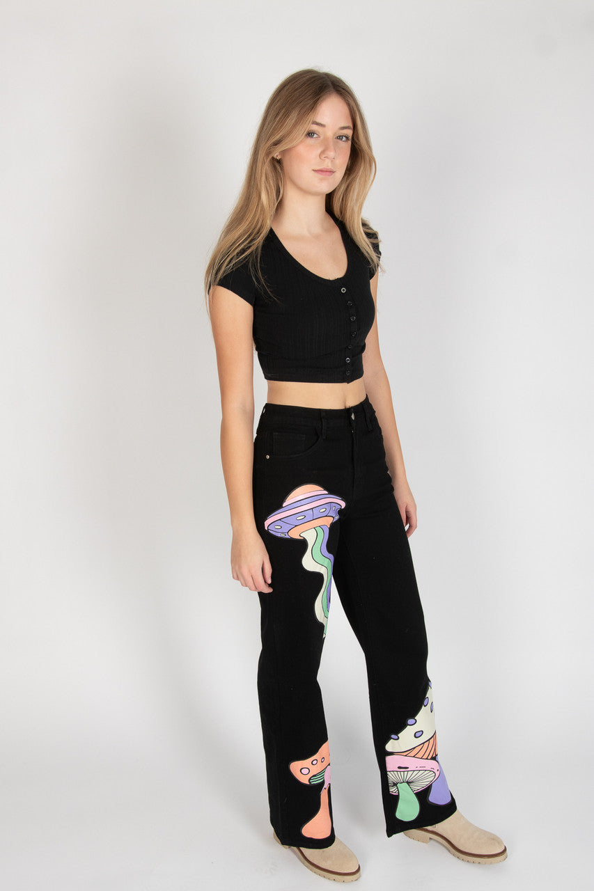 Pastel Neon Mushroom UFO Jeans