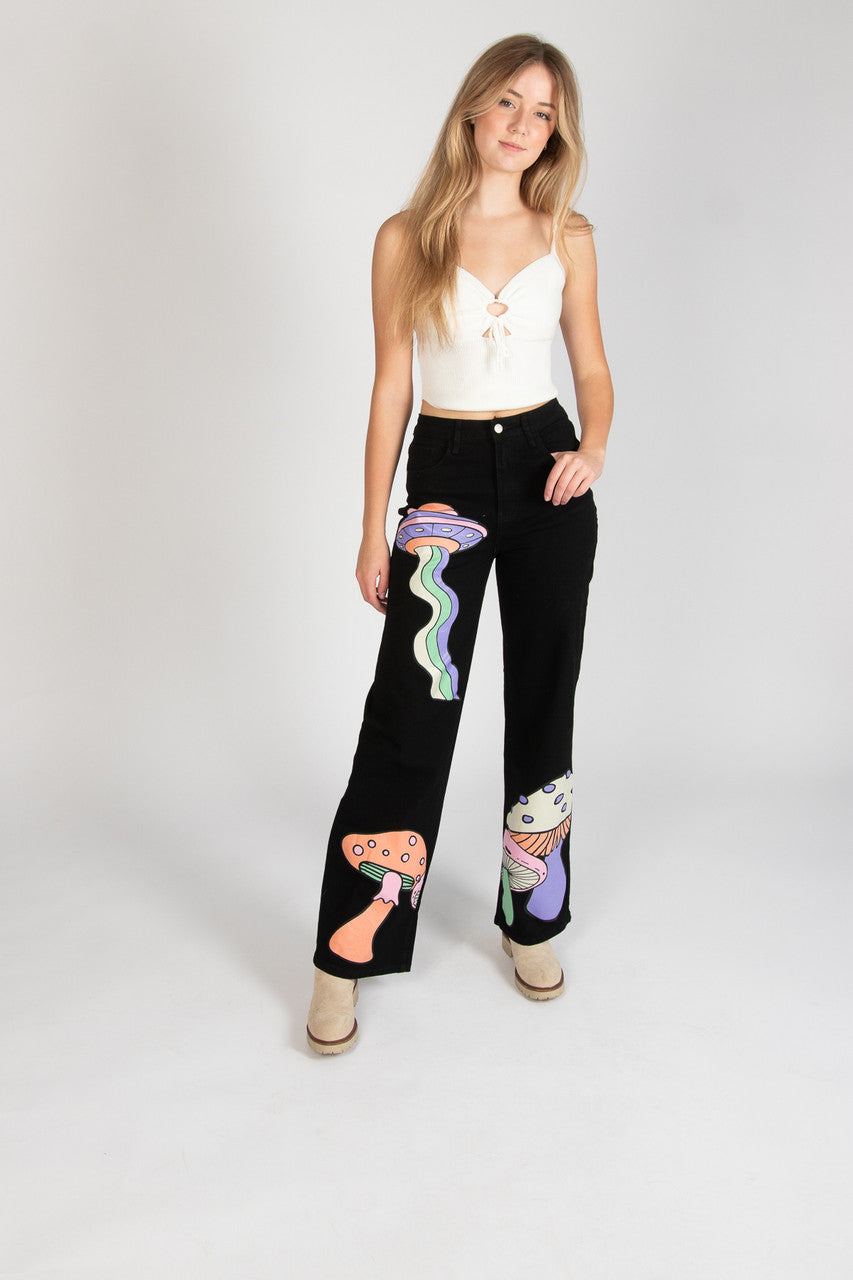 Pastel Neon Mushroom UFO Jeans