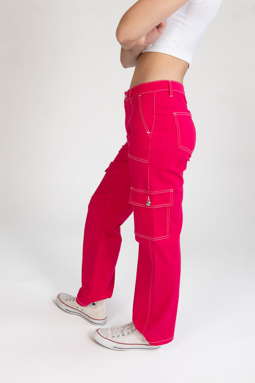 Hot Pink Cargo Skater Jeans