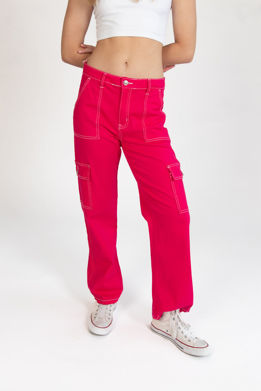 Hot Pink Cargo Skater Jeans