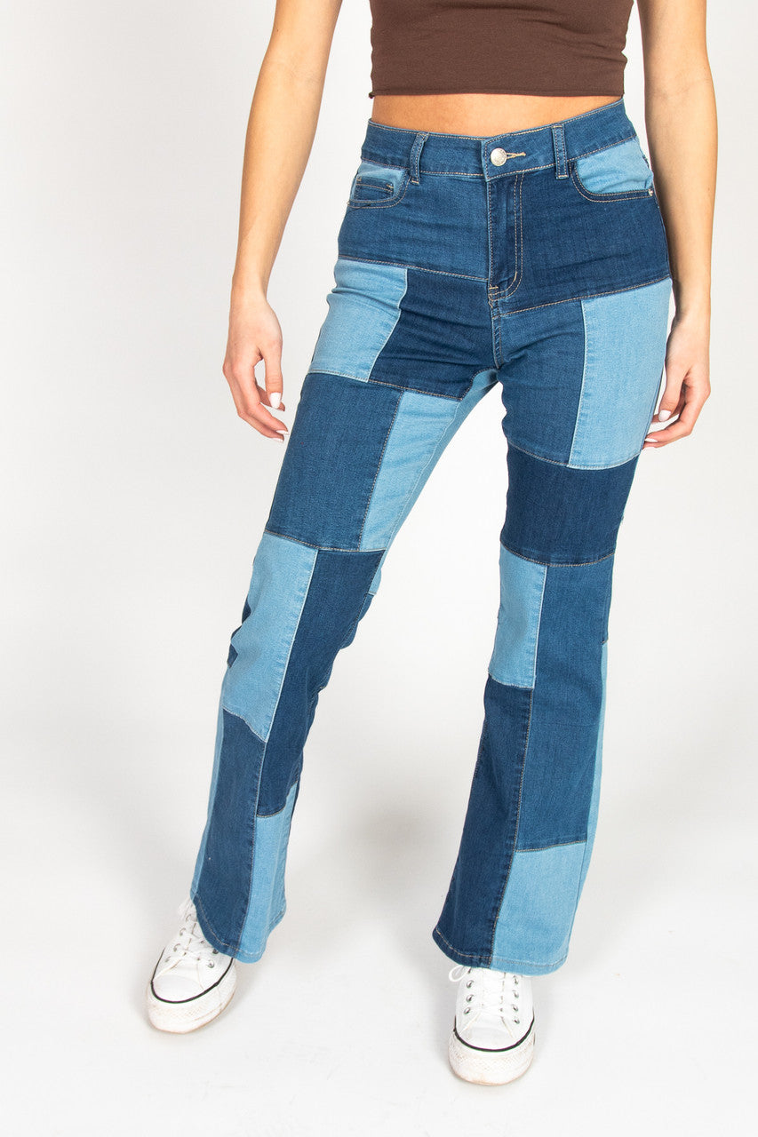 Bell Bottom Patchwork Jeans