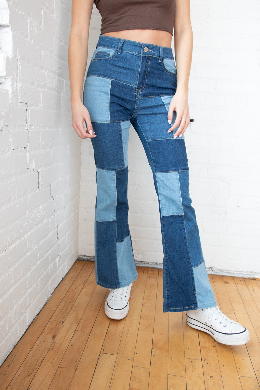 Bell Bottom Patchwork Jeans