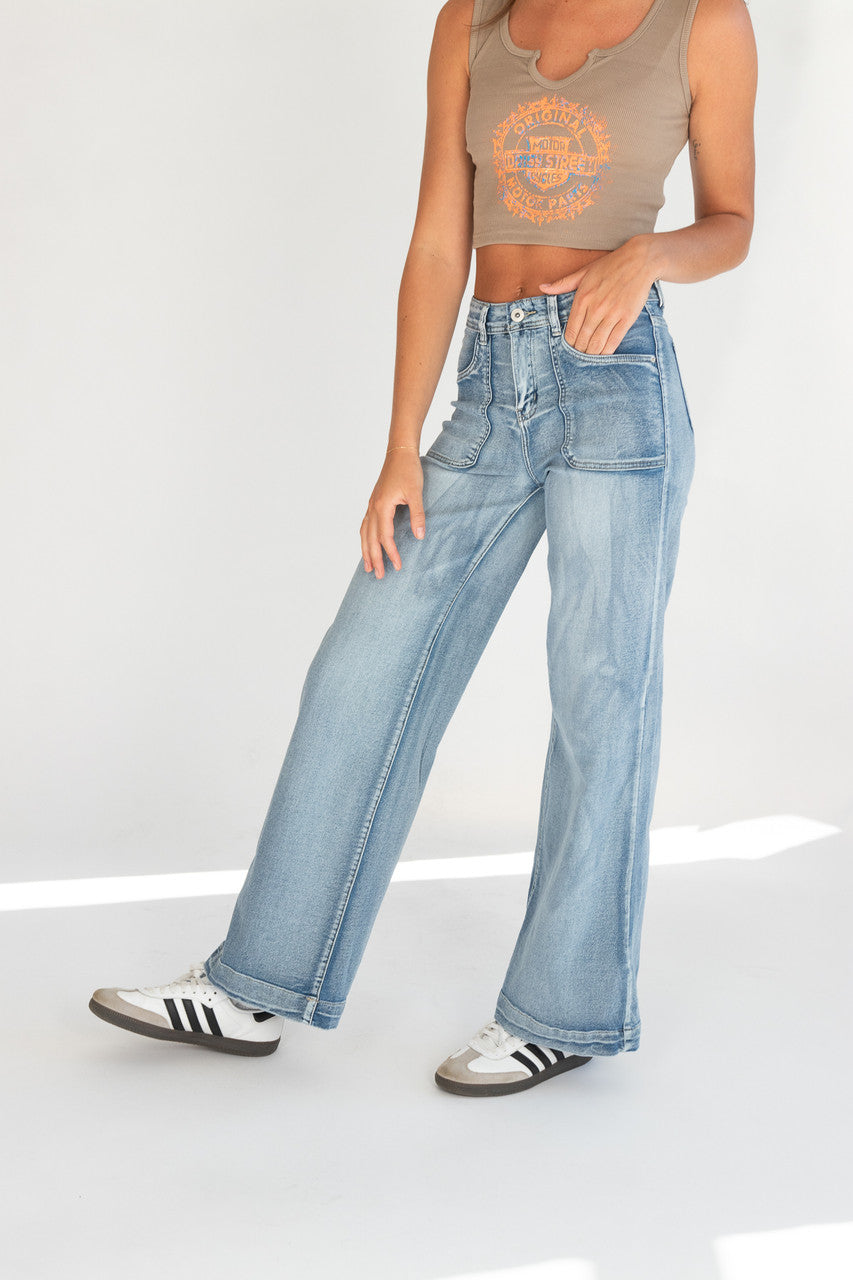 High Waisted Porkchop Pocket Jeans
