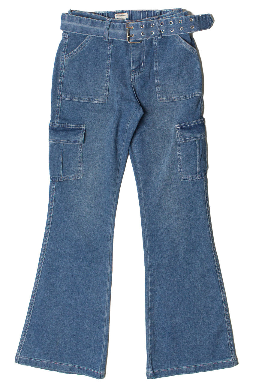 Belted Flare Cargo Jeans
