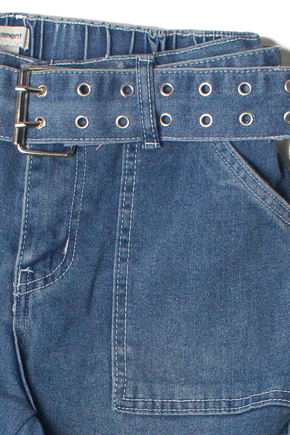 Belted Flare Cargo Jeans