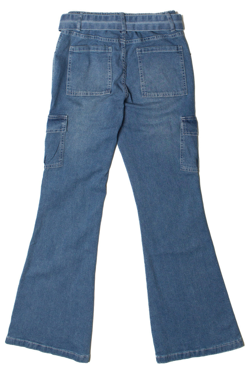 Belted Flare Cargo Jeans