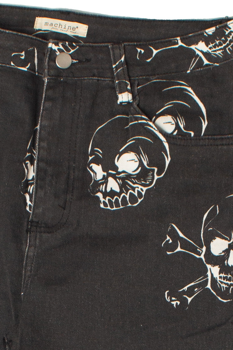 Skull Print Flare Jeans