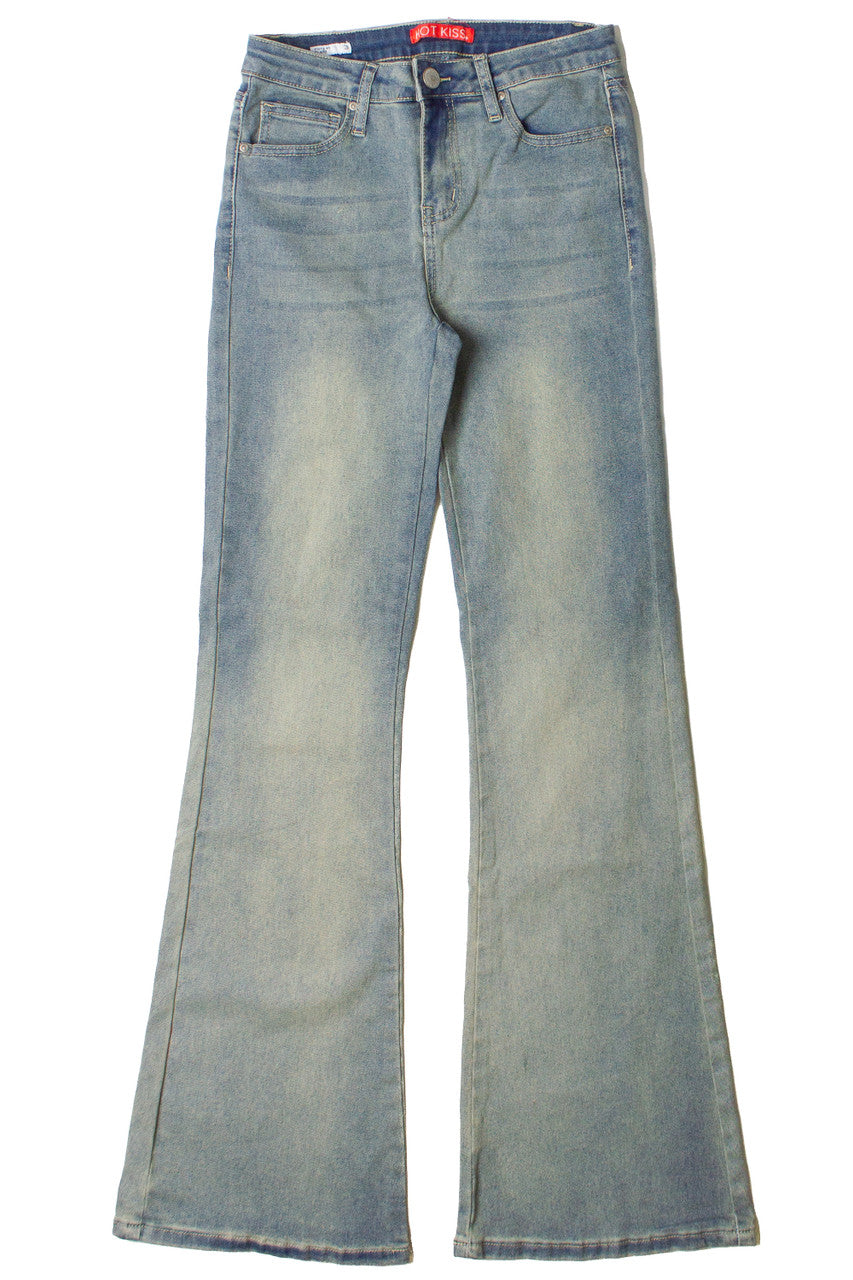 Grunge Wash Flare Jeans