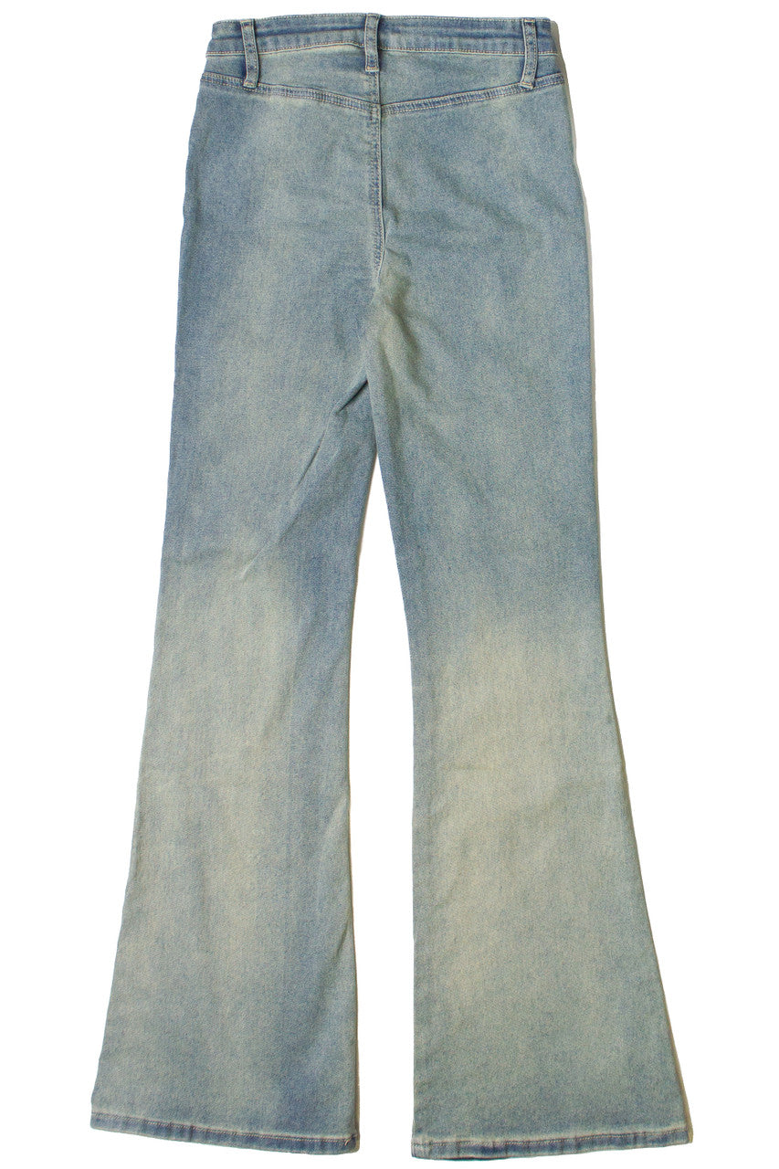 Grunge Wash Flare Jeans