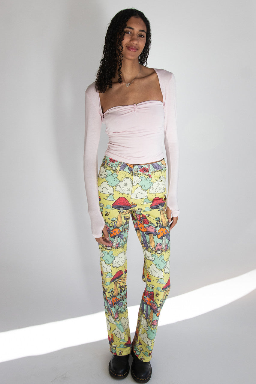 Mushroom Printed Denim Jean