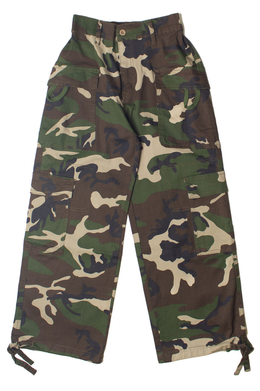 Drawstring Camo Cargo Pants