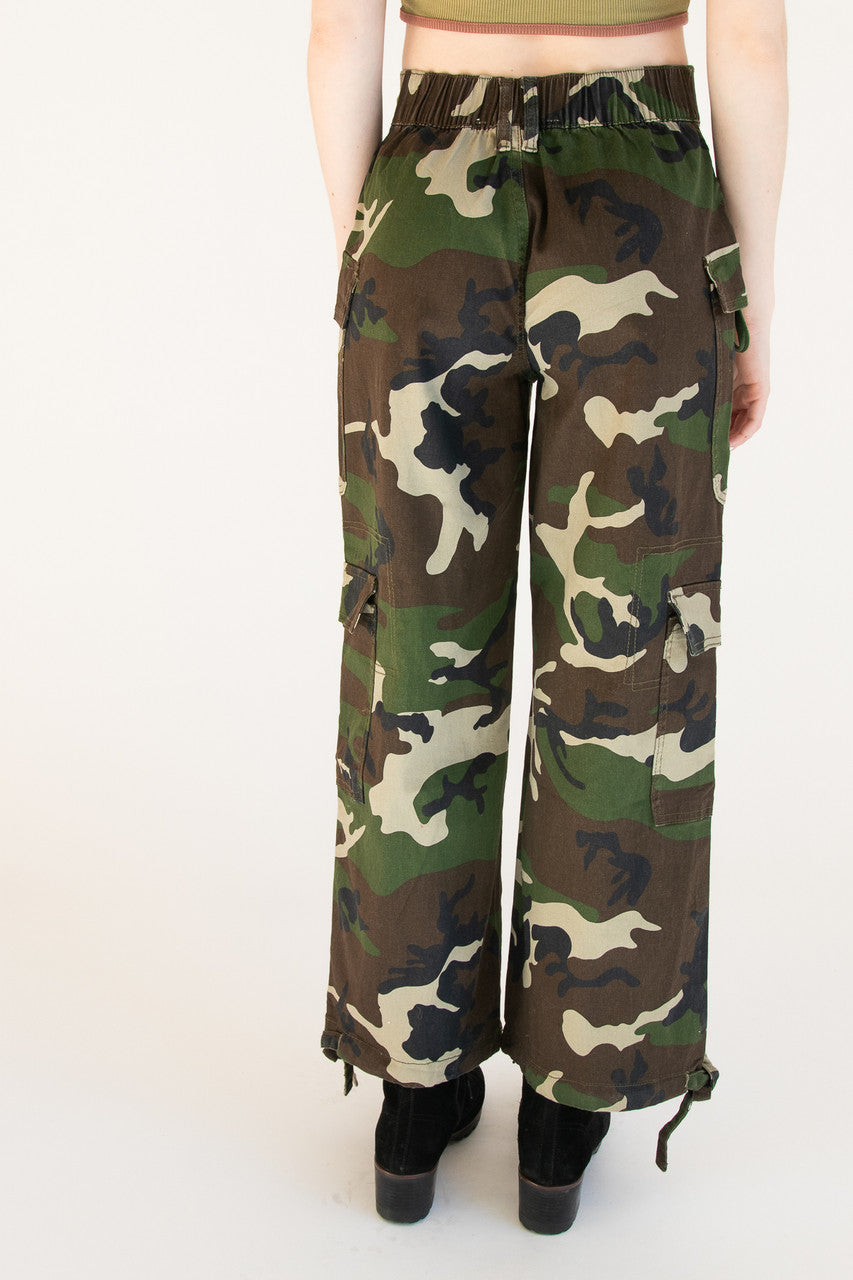 Drawstring Camo Cargo Pants