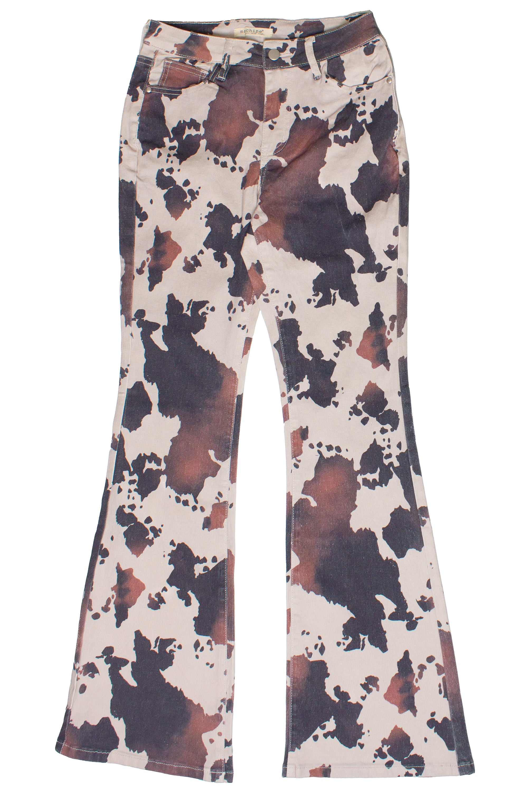 Brown Cow Print Flare Jeans