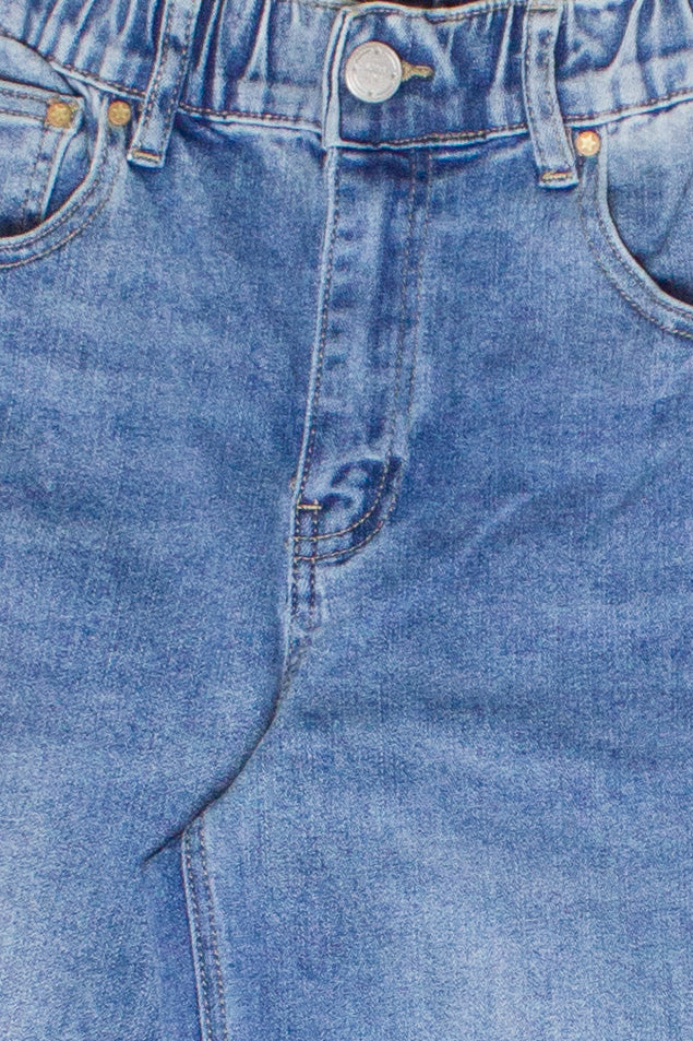 Raw Hem Pull On Jeans
