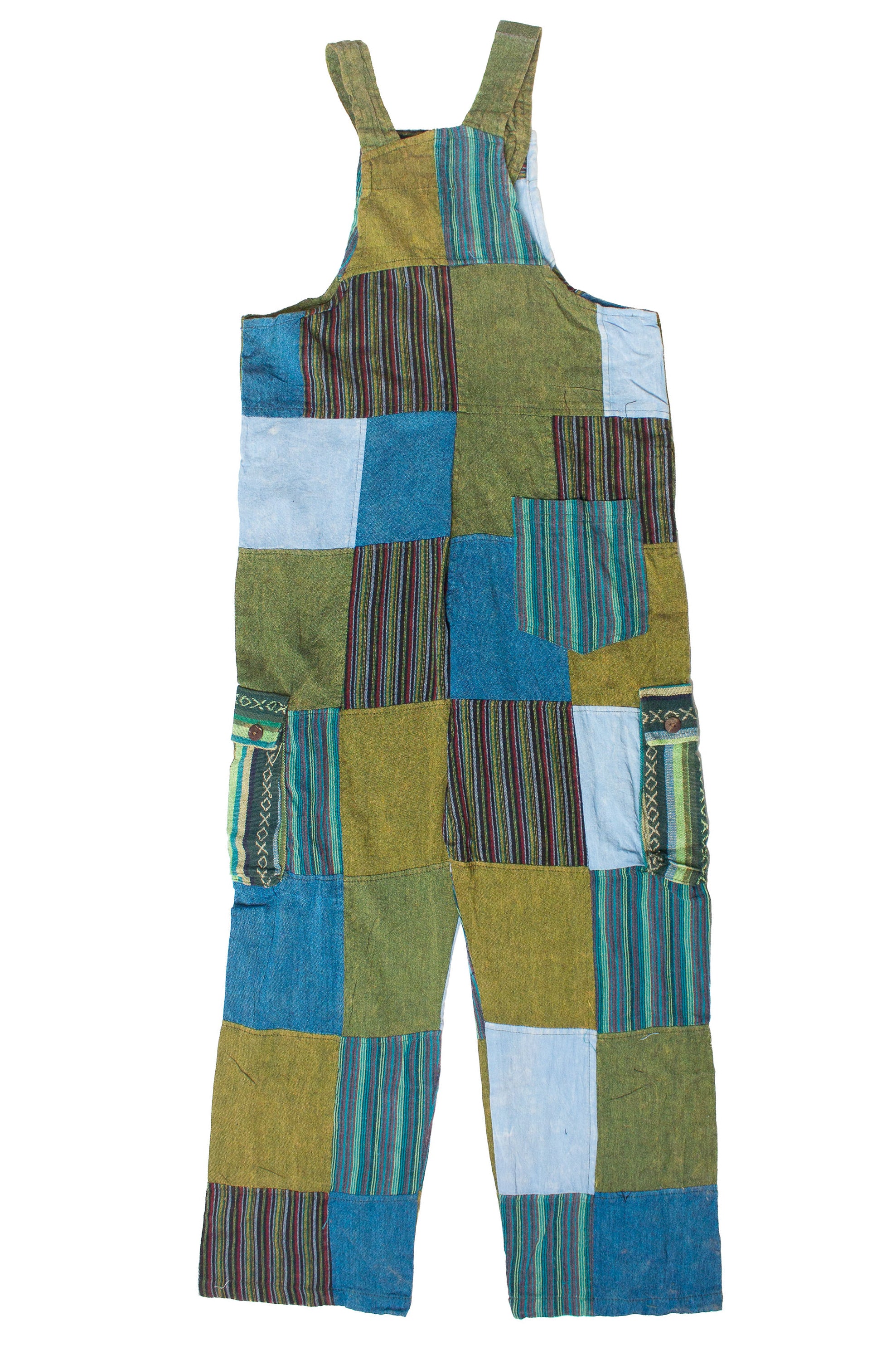 Floral Embroidered Patchwork Overalls