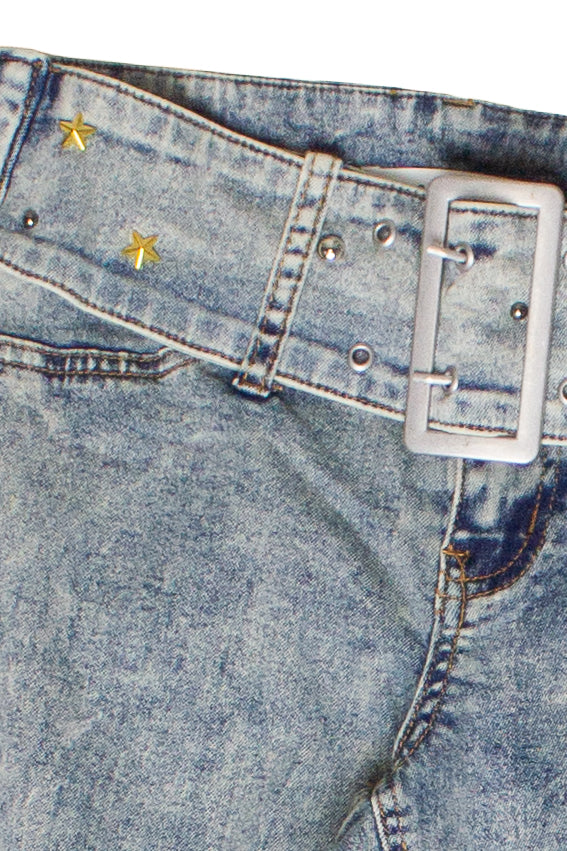 Star Studded Belted Jeans