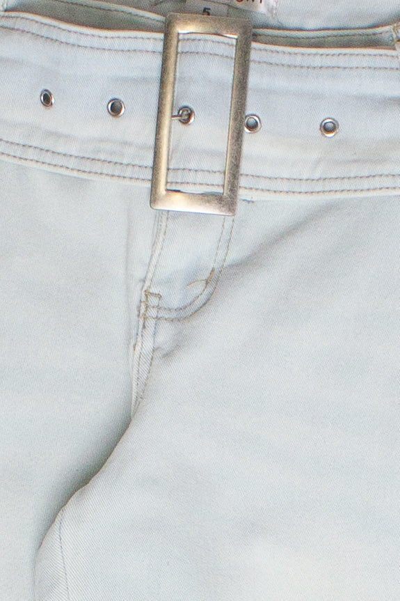 Belted Wide Leg Jeans - Light Wash