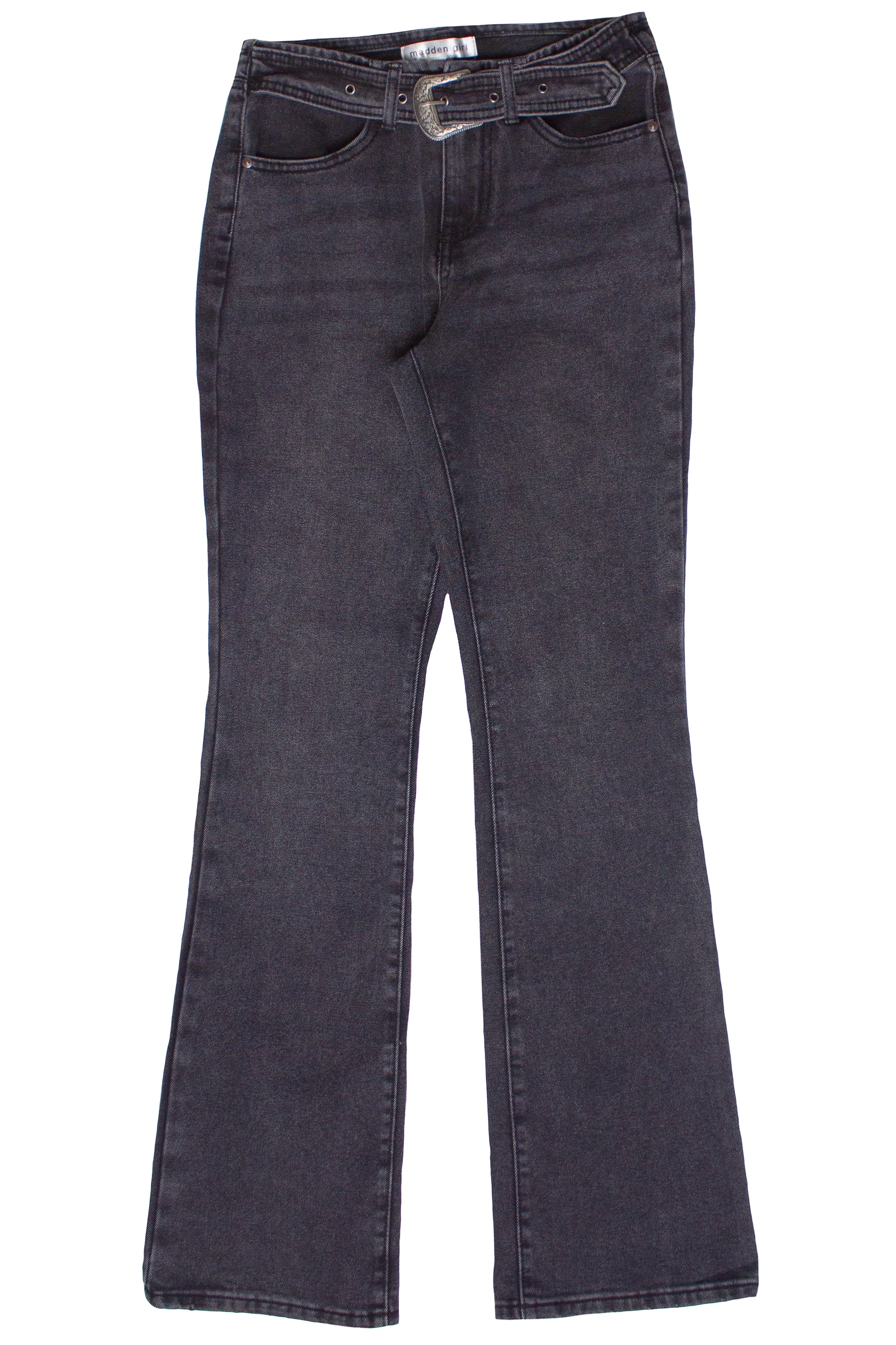 Western Belted Flare Jeans - Black