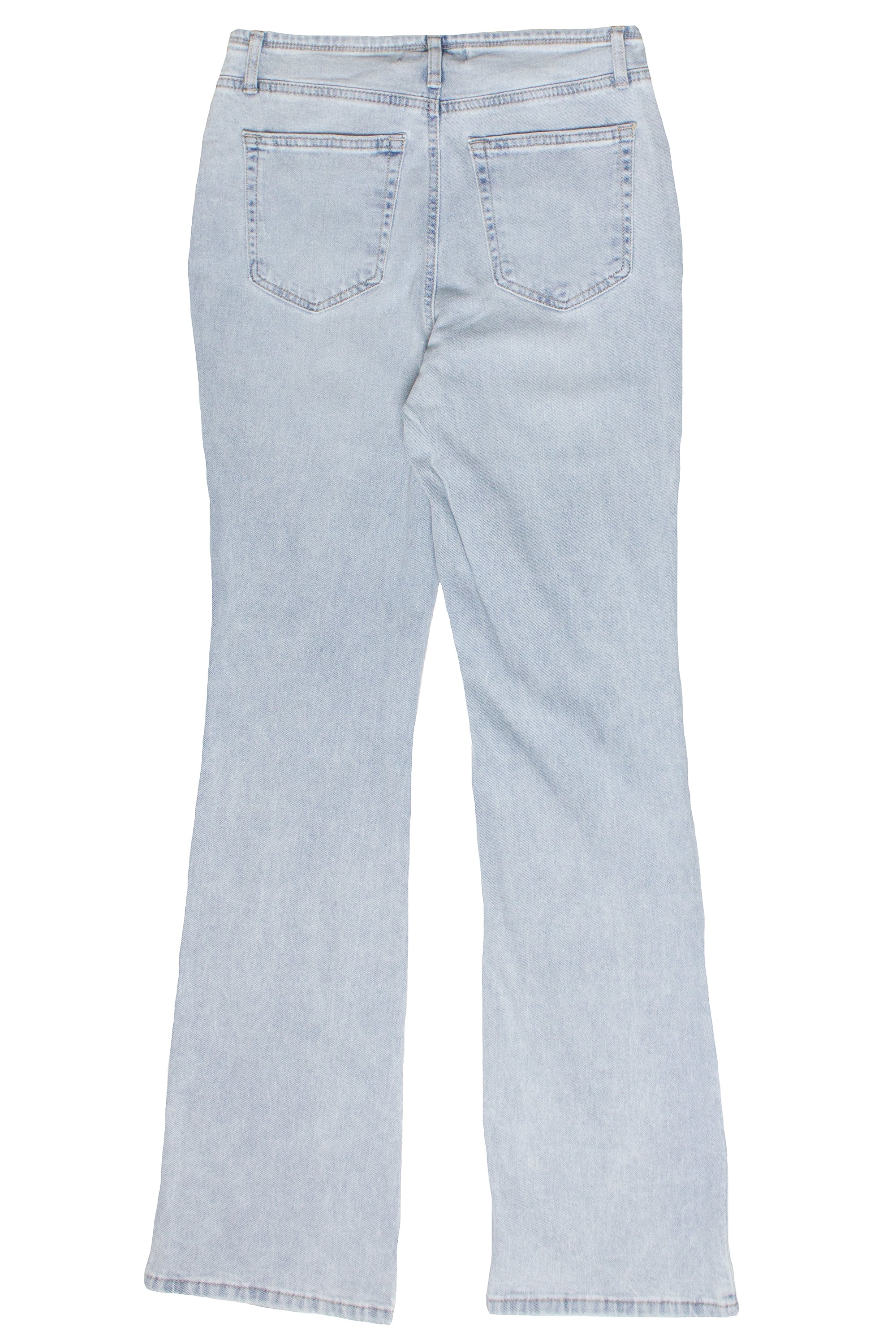 Western Belted Flare Jeans - Light Wash