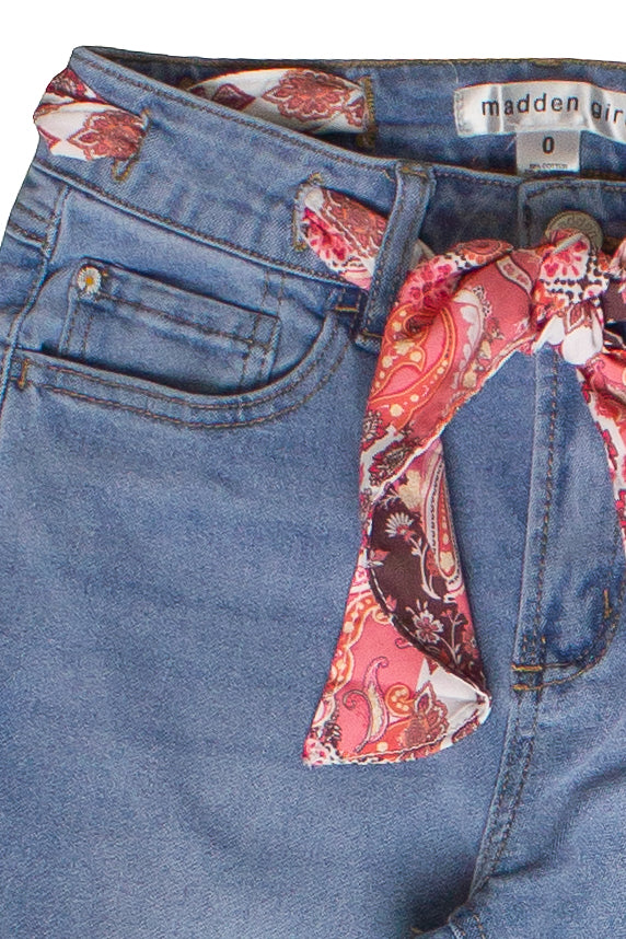 Scarf Belt Flare Jeans