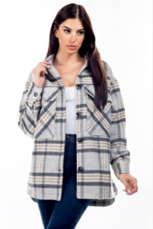Grey Plaid Shacket