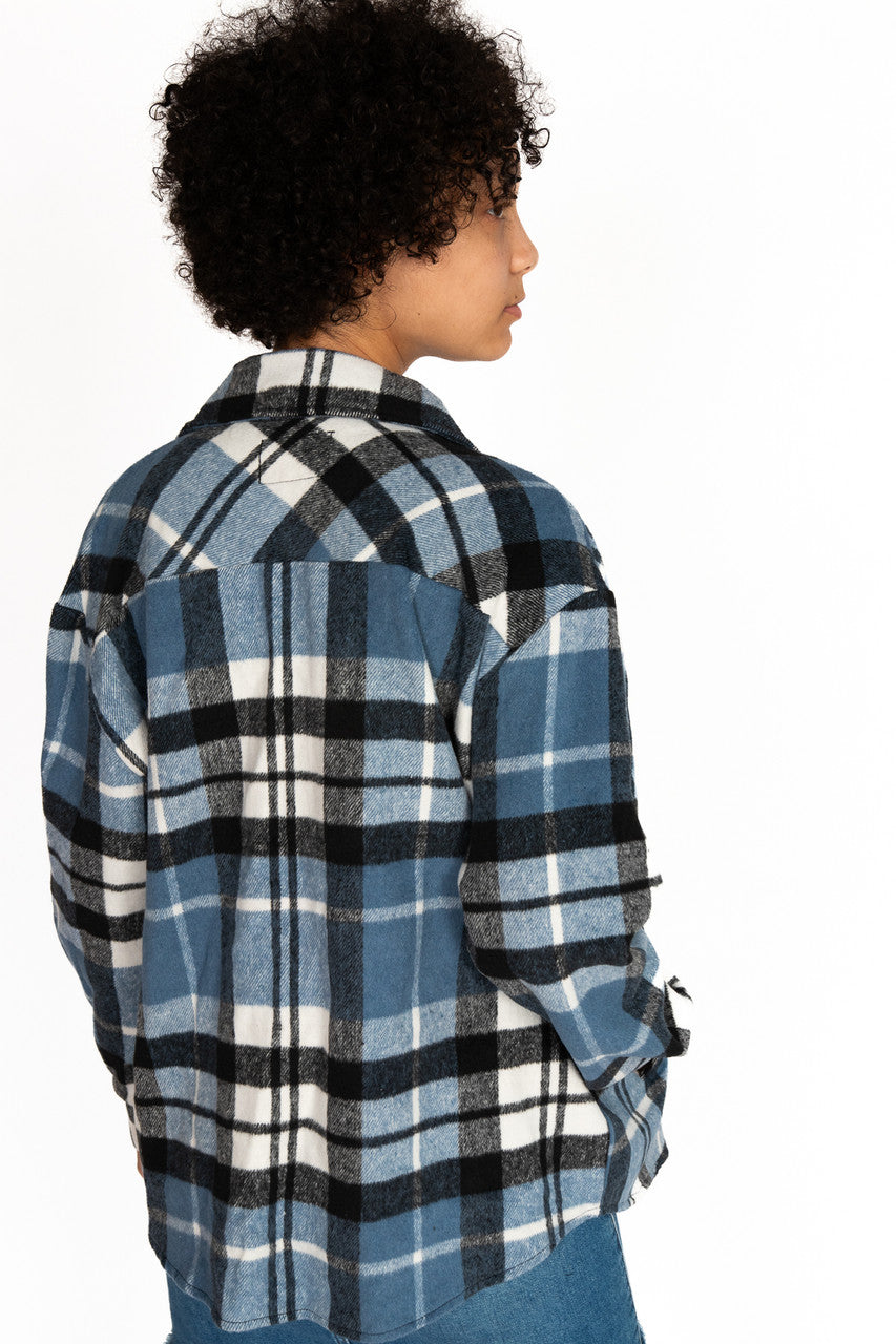Black & Blue Plaid Oversized Shacket