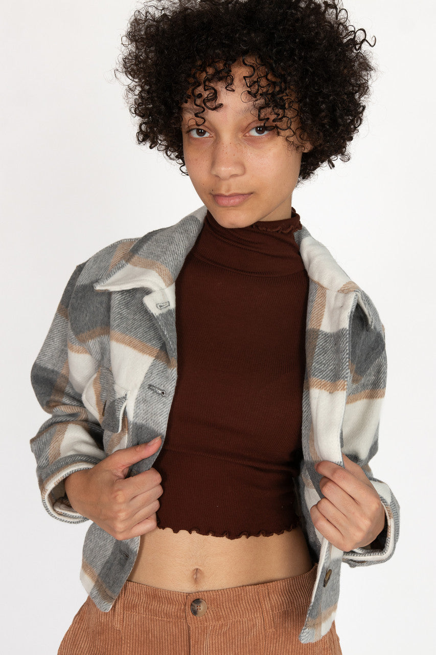 Greige Brushed Plaid Shacket