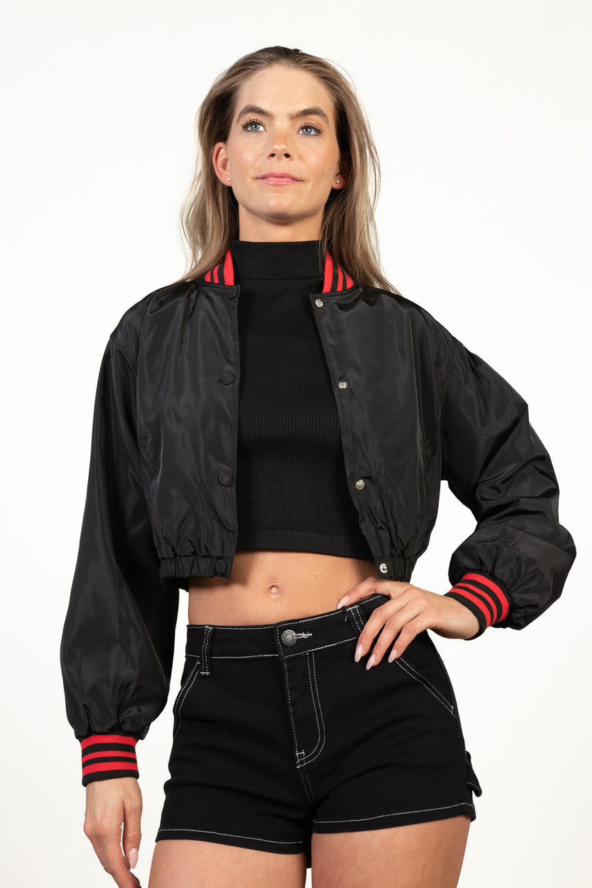 Black Silk Varsity Jacket