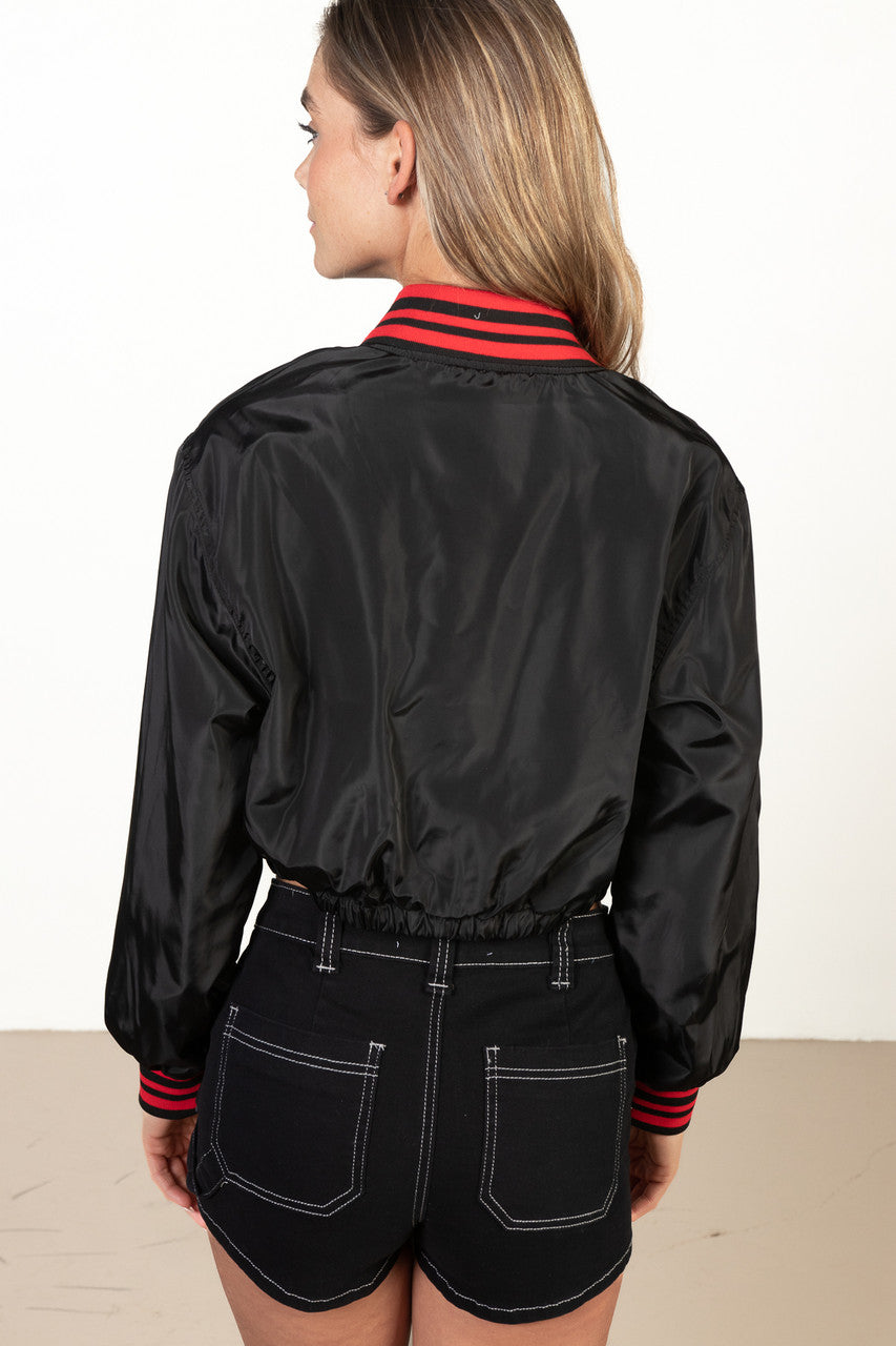 Black Silk Varsity Jacket